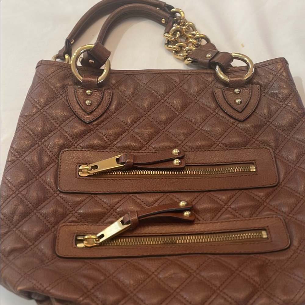 Brown Quilted Leather Handbag